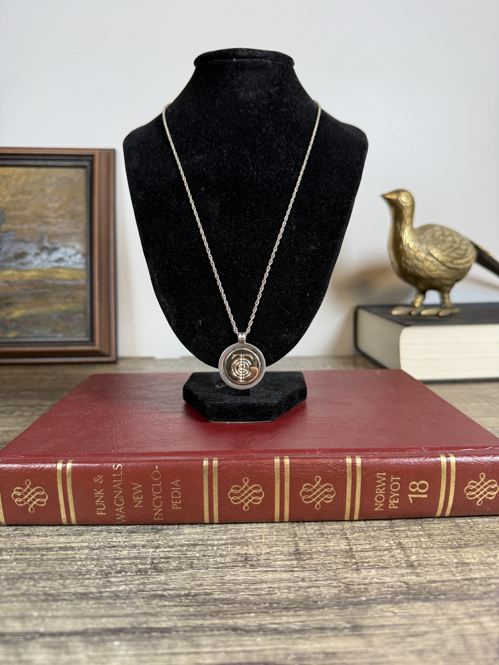 Tiffany & Co 18K Gold Sterling Silver Monogram Coin Medallion Pendant Necklace